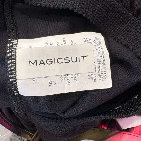 Magicsuit by Miraclesuit Aubrey Flutter Swimsuit 1-PC Black Multi Size 12 NEW